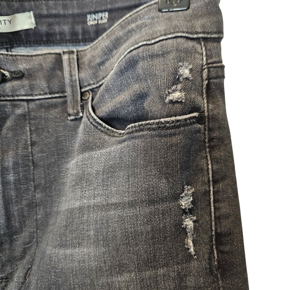 Fidelity Black Washed Crop Flare‎ Jeans Size 28 Raw Hem Distressed Edgy Neutral - Picture 4 of 13
